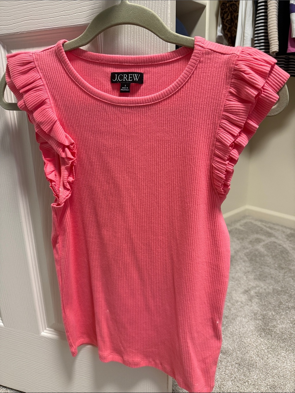 J. Crew Pink Ruffle Sleeve Ribbed Tank Top - Girls